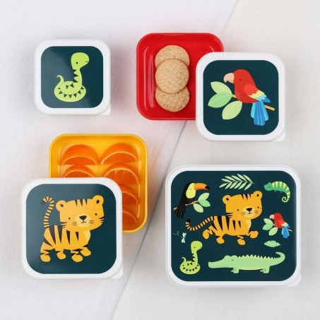 A little lovely company Σετ 4 δοχεία φαγητού Lunch & Snack Box Jungle Tiger